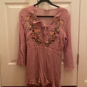 Pink long sleeve romper